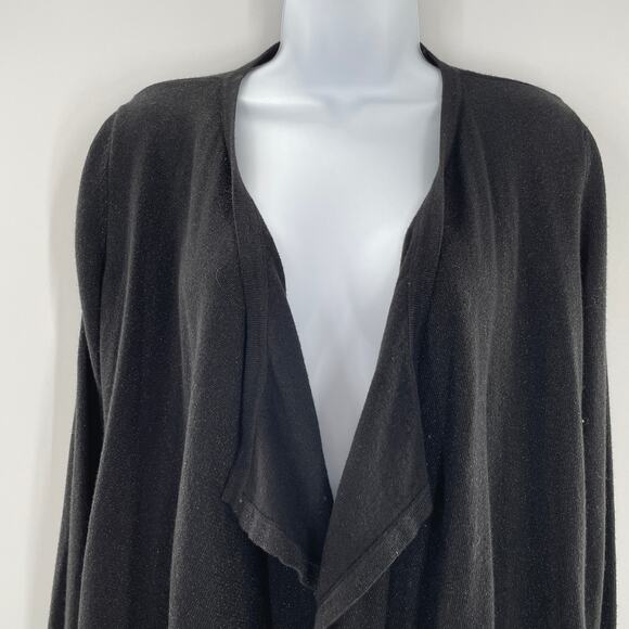 WHITE HOUSE BLACK MARKET Black Shimmer Open Front Gathered Back Cardigan XS - Picture 3 of 12